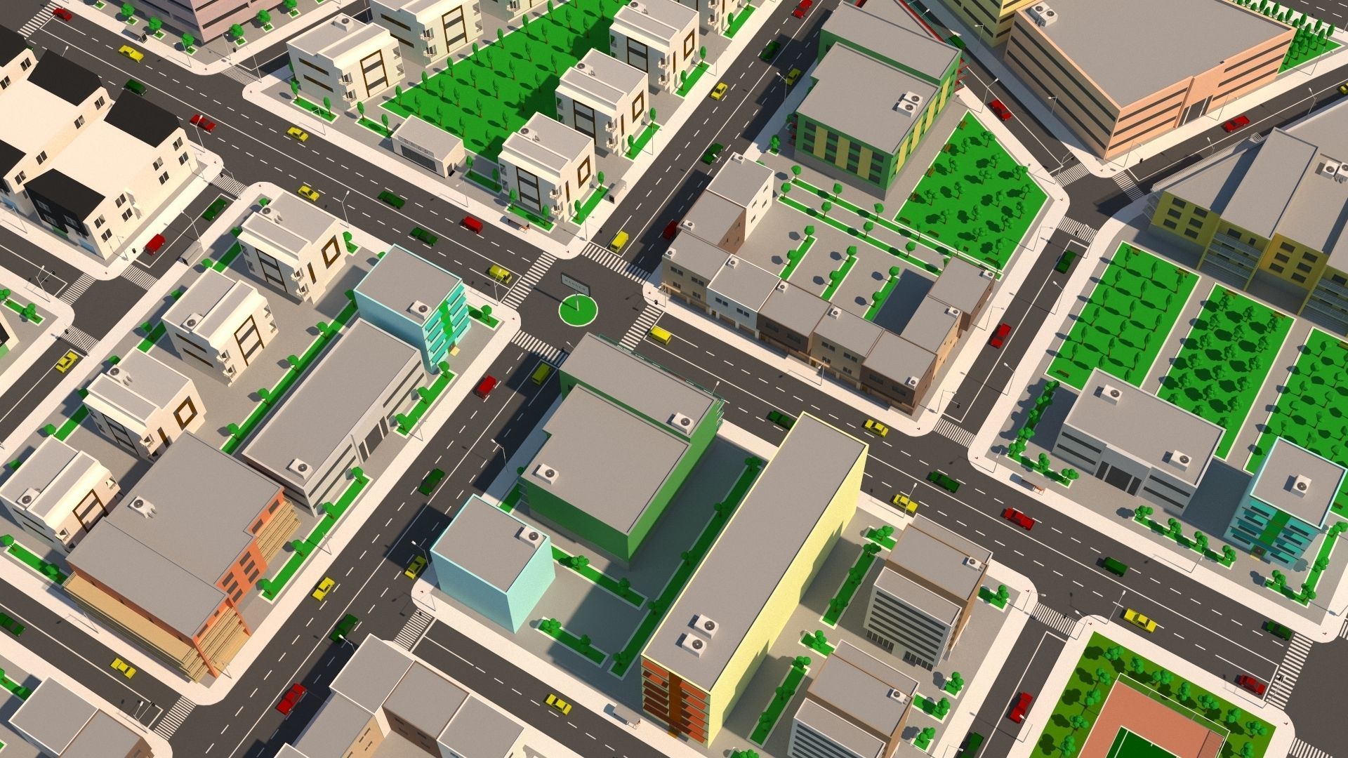 Simple City Low-poly 3D model_11