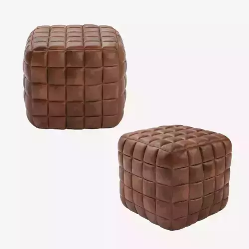 Casa Padrino Genuine Leather Stool Brown