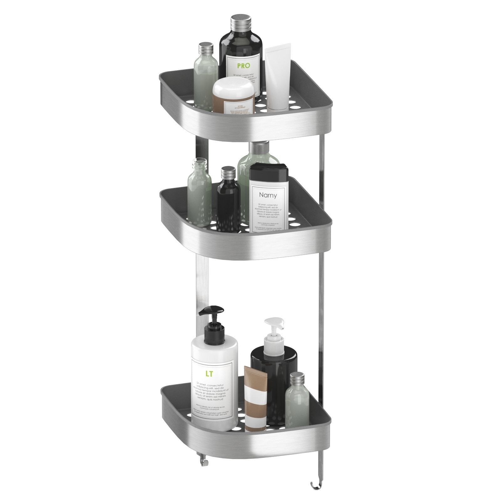 BROGRUND Corner wall shelf unit stainless steel by 3D model_1