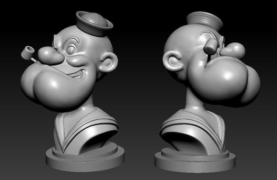 PopEye bust of cartoon character 3D print model_3