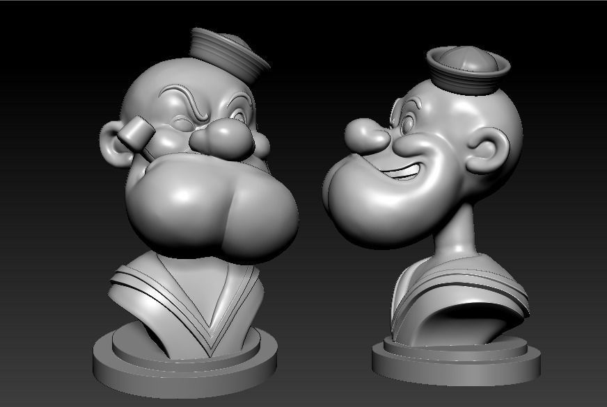 PopEye bust of cartoon character 3D print model_5