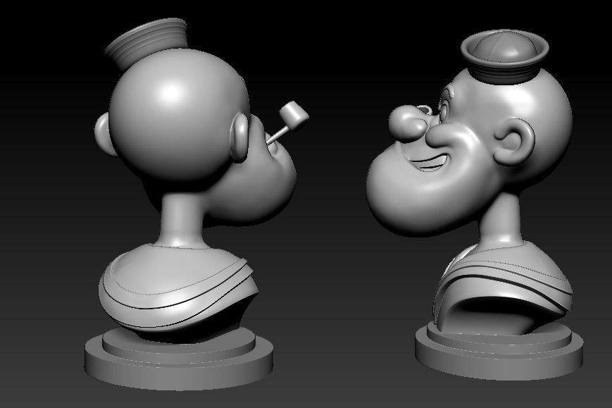 PopEye bust of cartoon character 3D print model_4