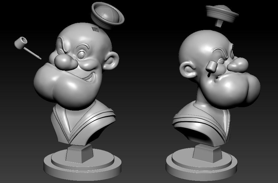 PopEye bust of cartoon character 3D print model_6