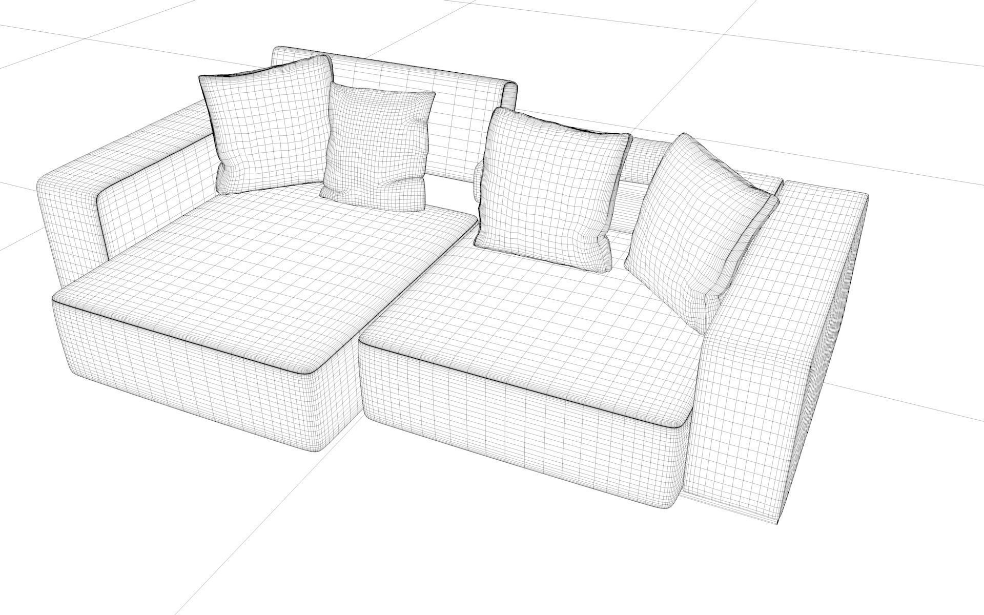 Realistic Sofa with pillows 3D model_9