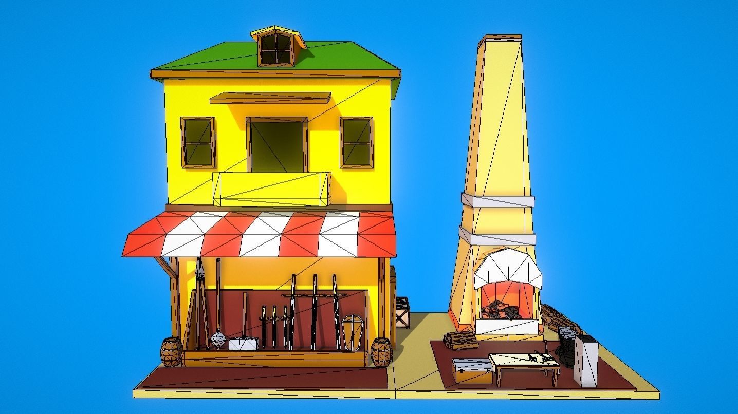 HIE Black Smith Shop N1 Low-poly 3D model_1