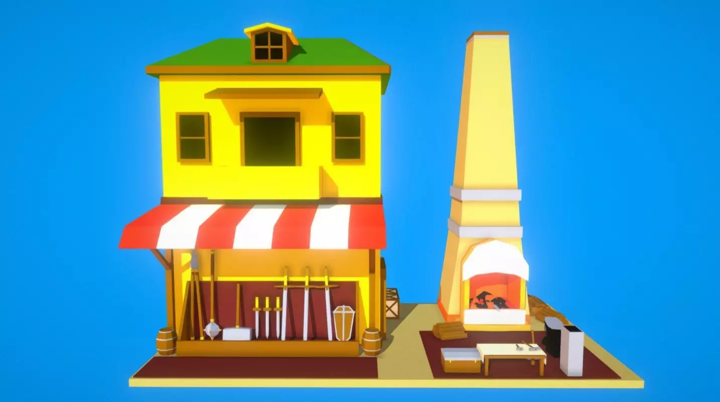 HIE Black Smith Shop N1 Low-poly 3D model_0