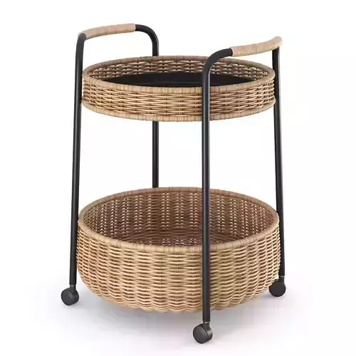 LUBBAN Serving cart with storage rattan anthracite by