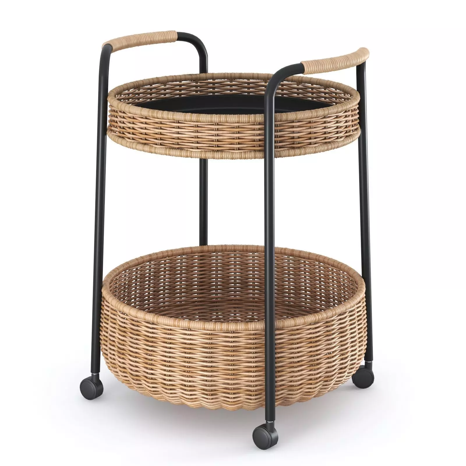 LUBBAN Serving cart with storage rattan anthracite by 3D model