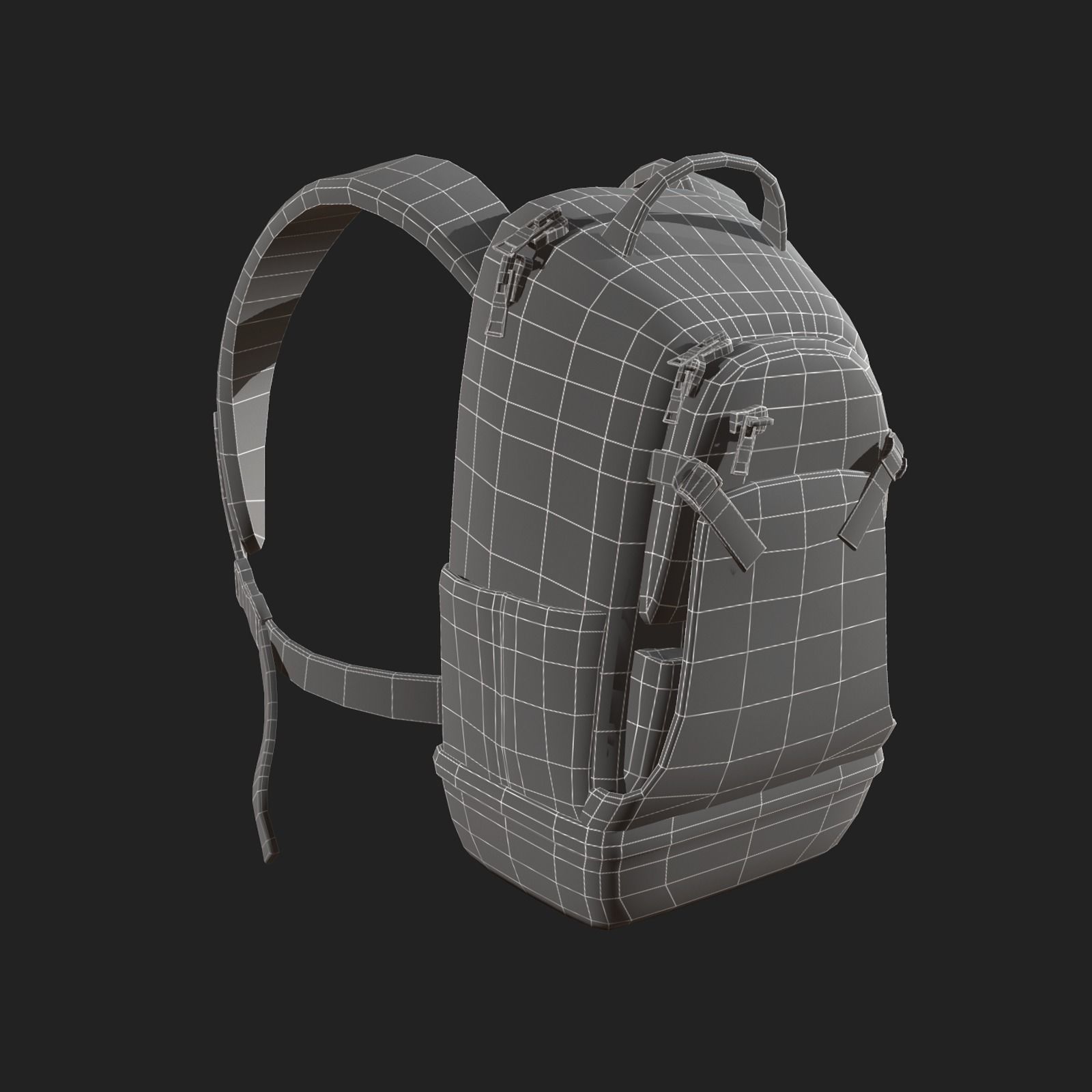 Human Backpack scifi Low-poly 3D model_7