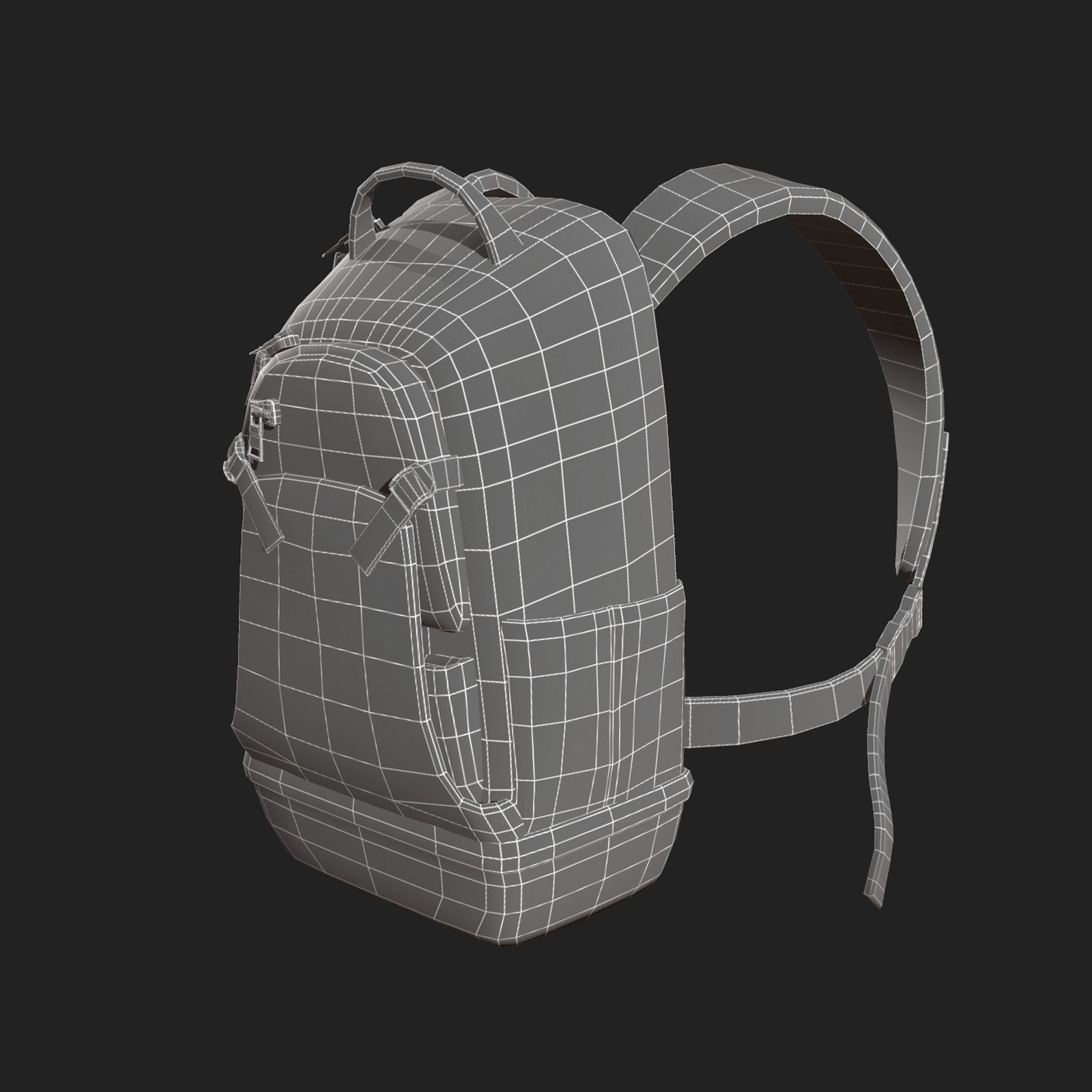 Human Backpack scifi Low-poly 3D model_5