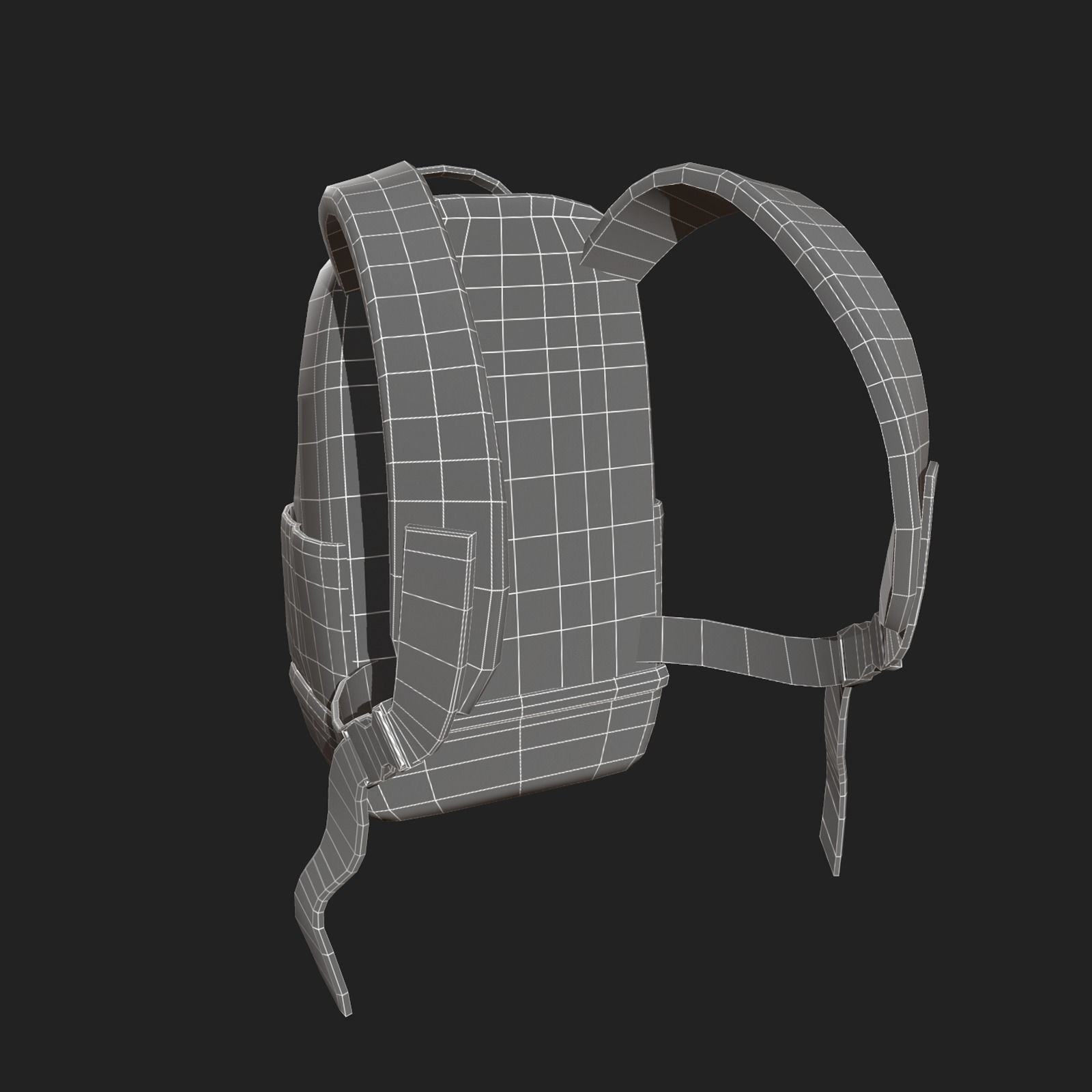 Human Backpack scifi Low-poly 3D model_6