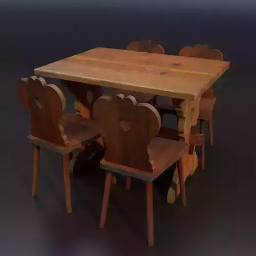 Hungarian folk art table with chairs