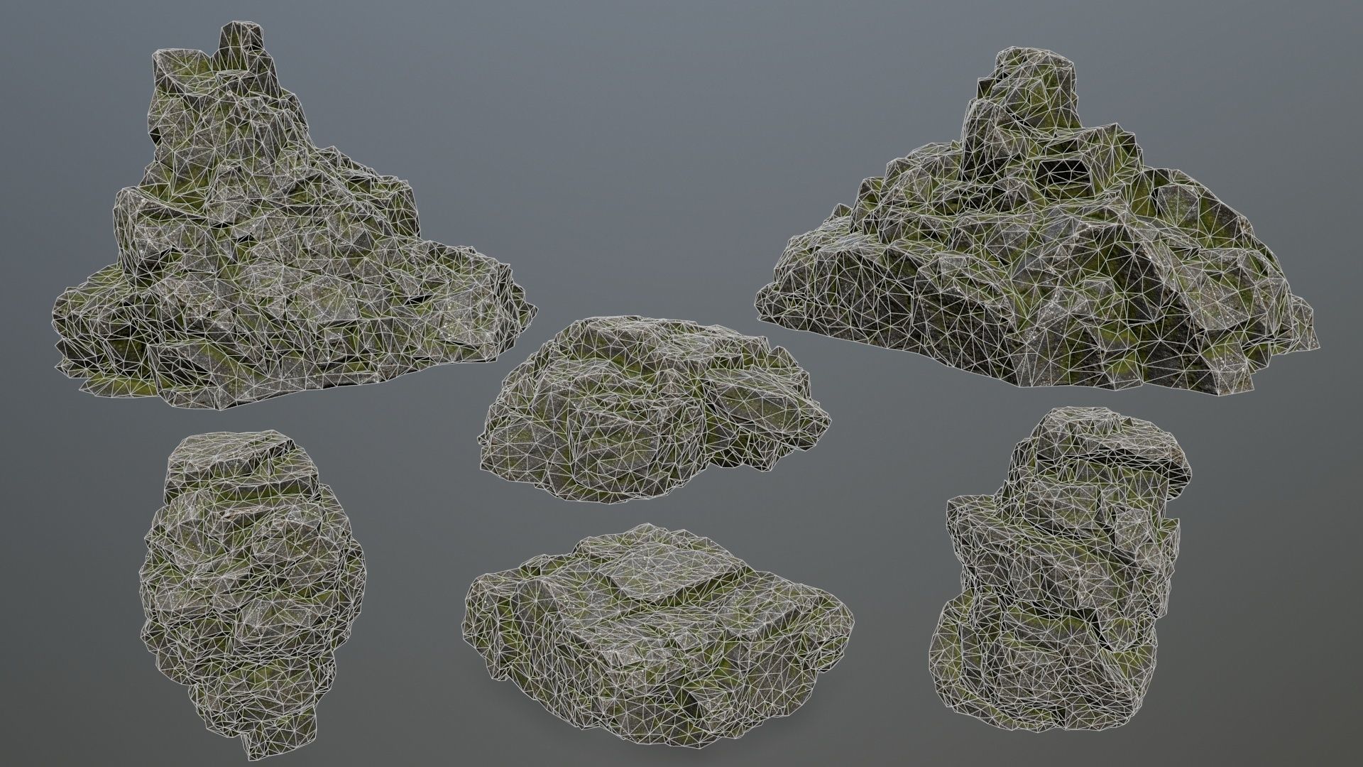 mossy rocks Low-poly 3D model_20