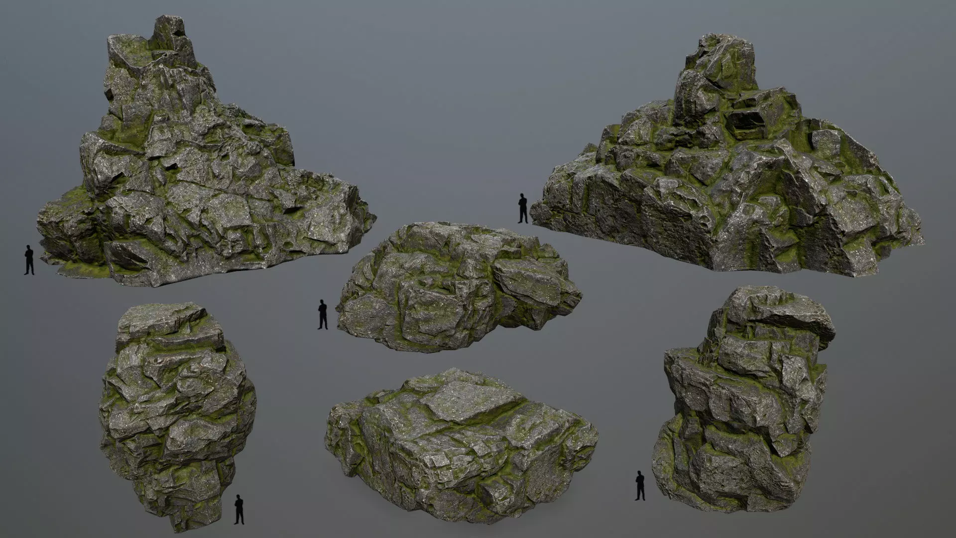 mossy rocks Low-poly 3D model_0