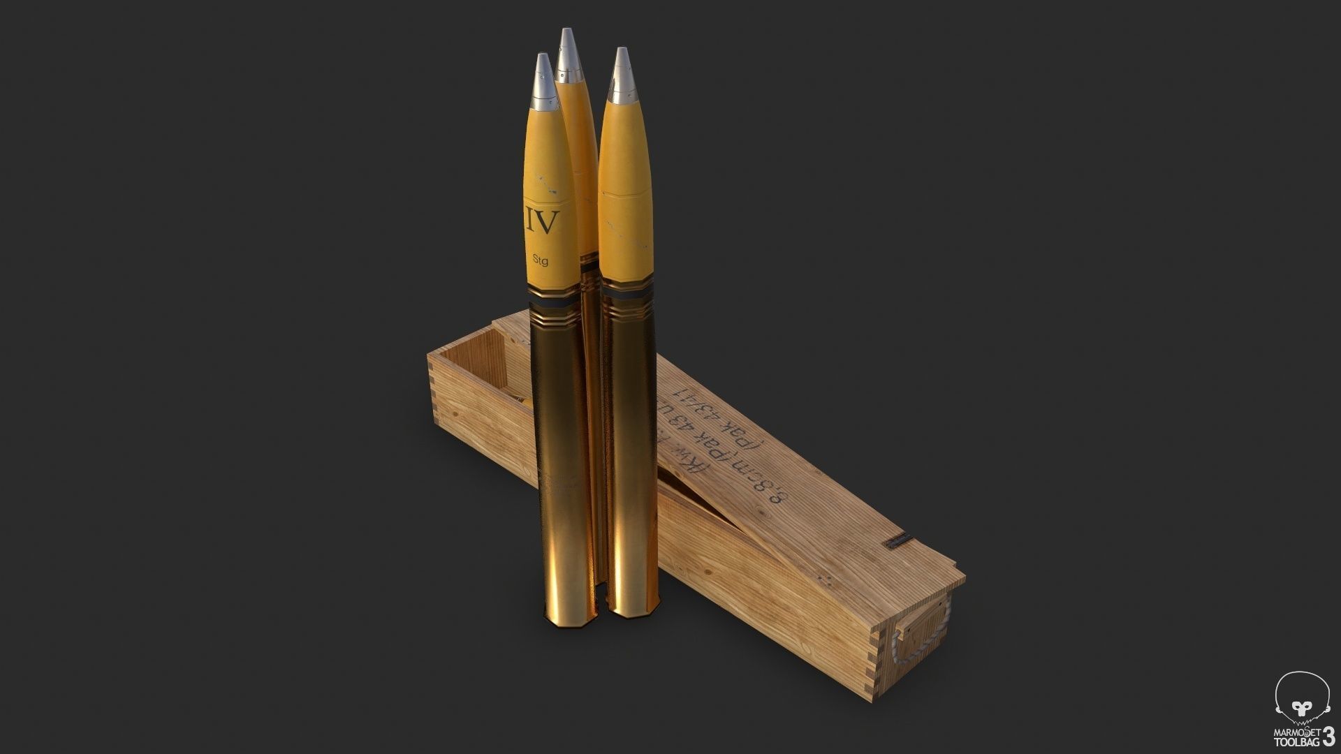 German 88mm FLAK Ammo Low-poly 3D model_12