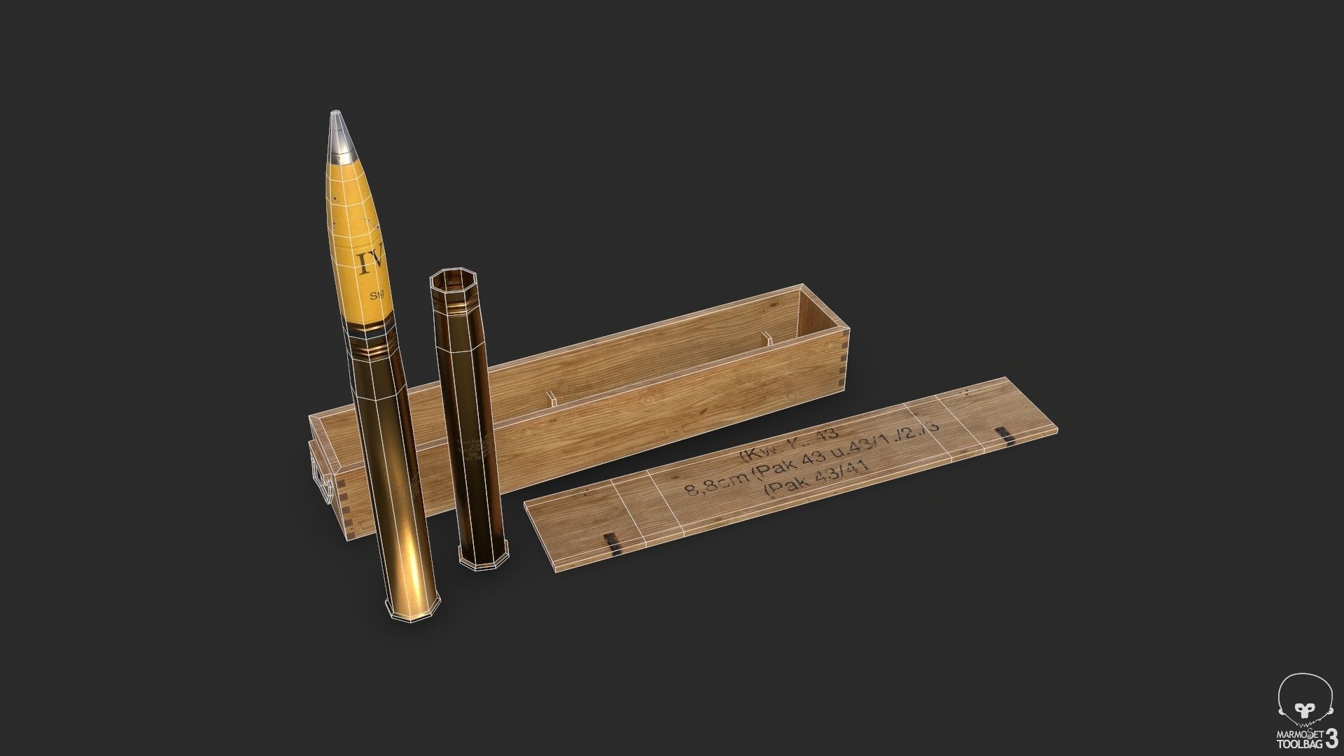 German 88mm FLAK Ammo Low-poly 3D model_6