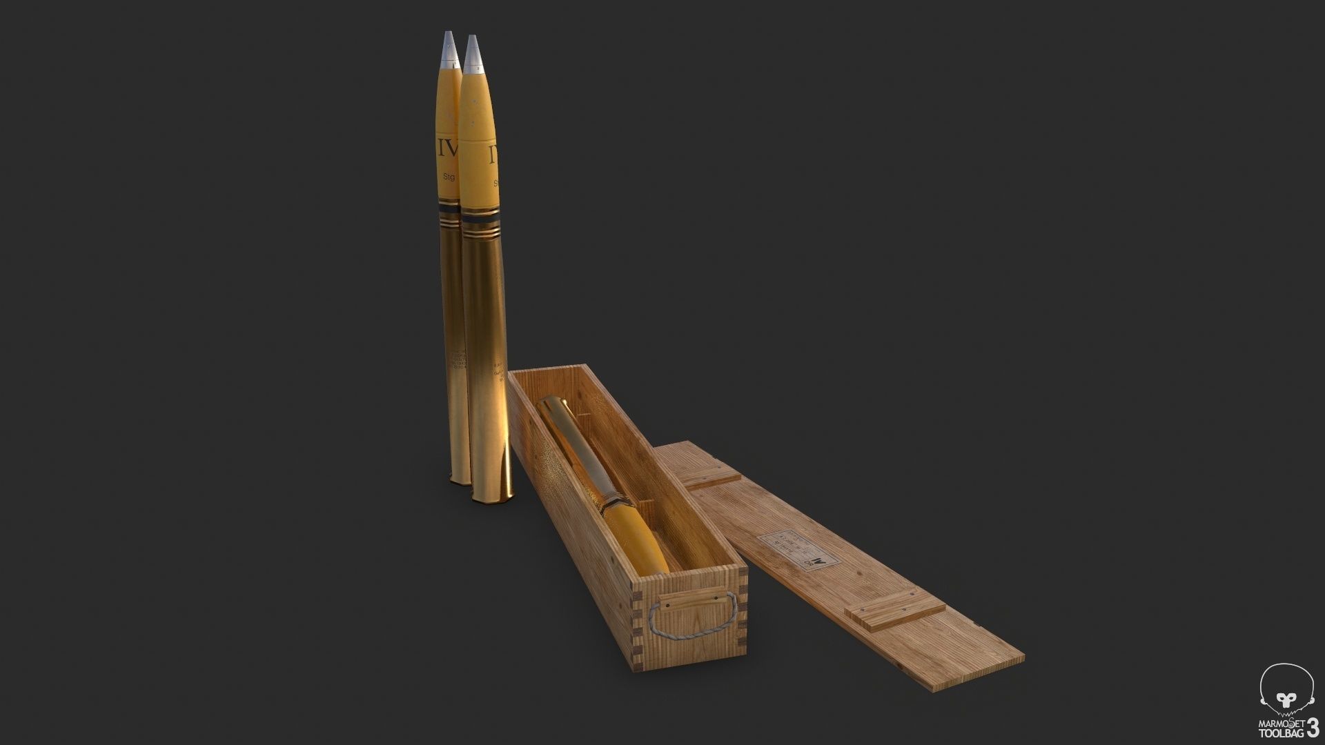 German 88mm FLAK Ammo Low-poly 3D model_17