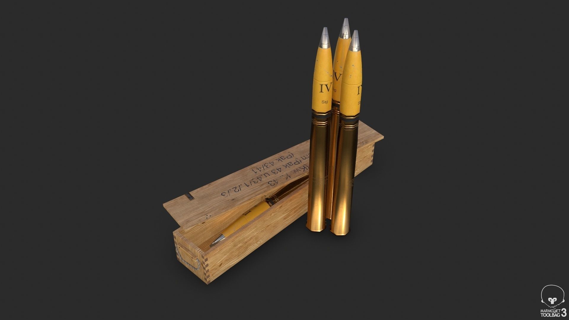 German 88mm FLAK Ammo Low-poly 3D model_10