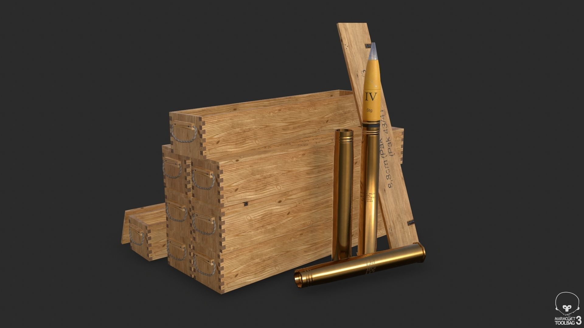 German 88mm FLAK Ammo Low-poly 3D model_20