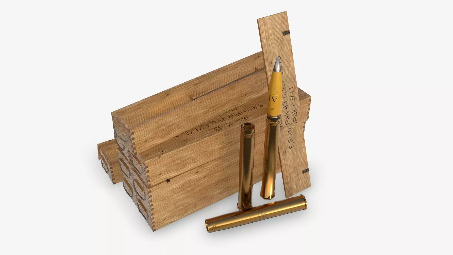 German 88mm FLAK Ammo Low-poly 3D model_0