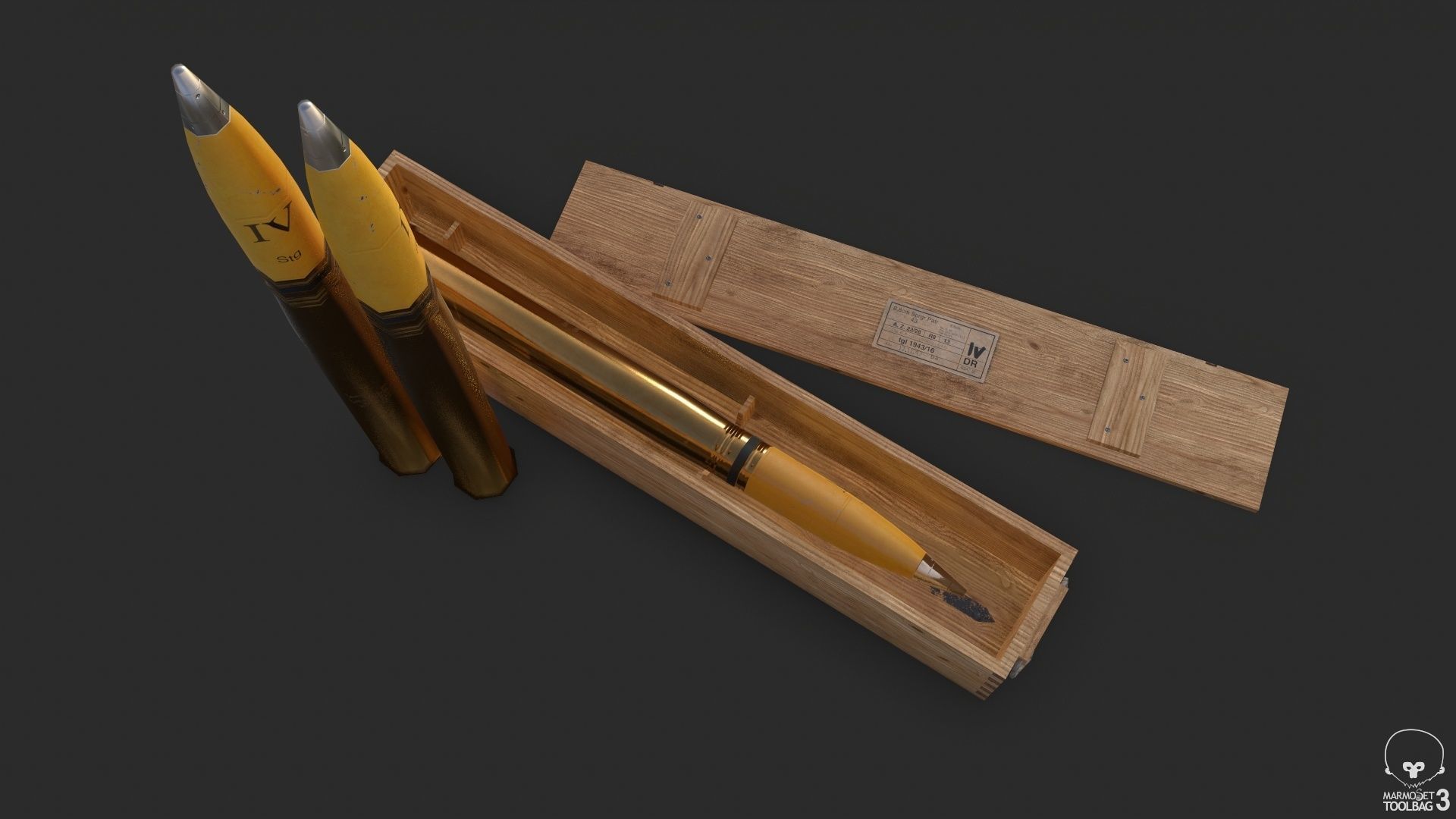 German 88mm FLAK Ammo Low-poly 3D model_18