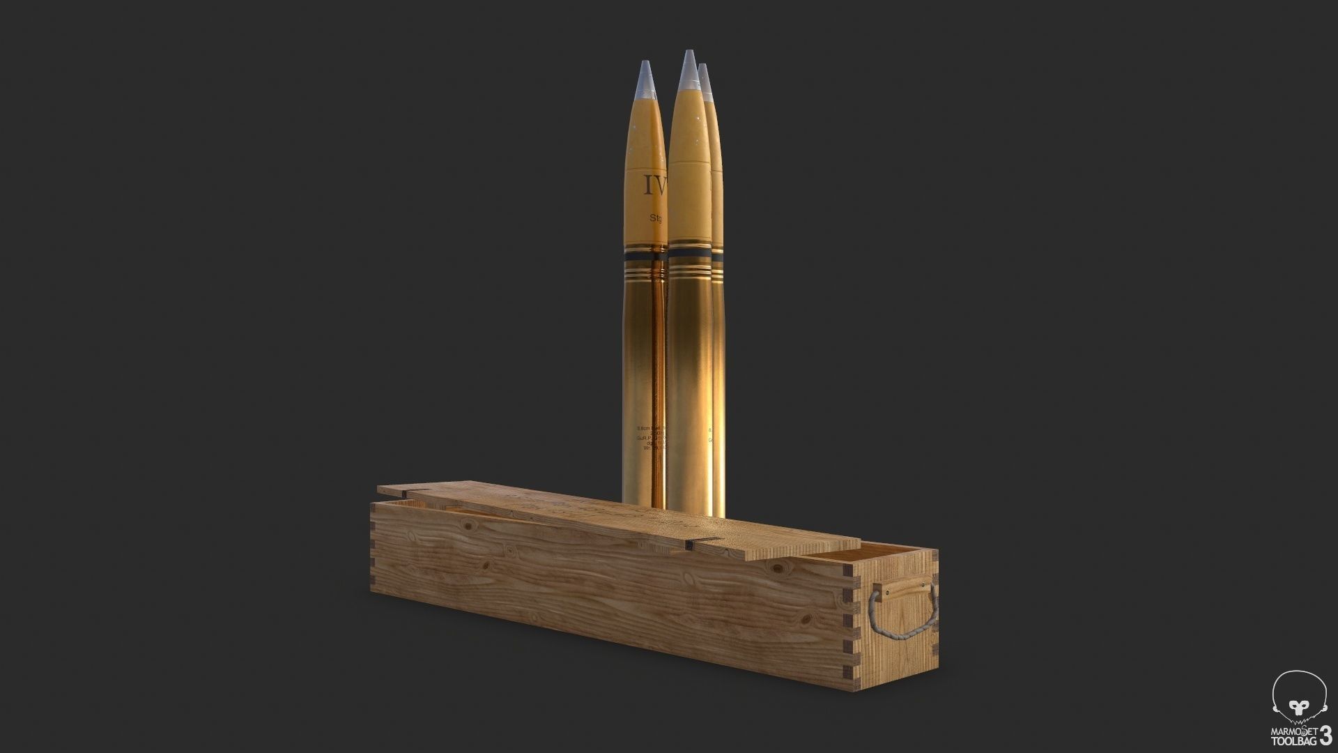 German 88mm FLAK Ammo Low-poly 3D model_11