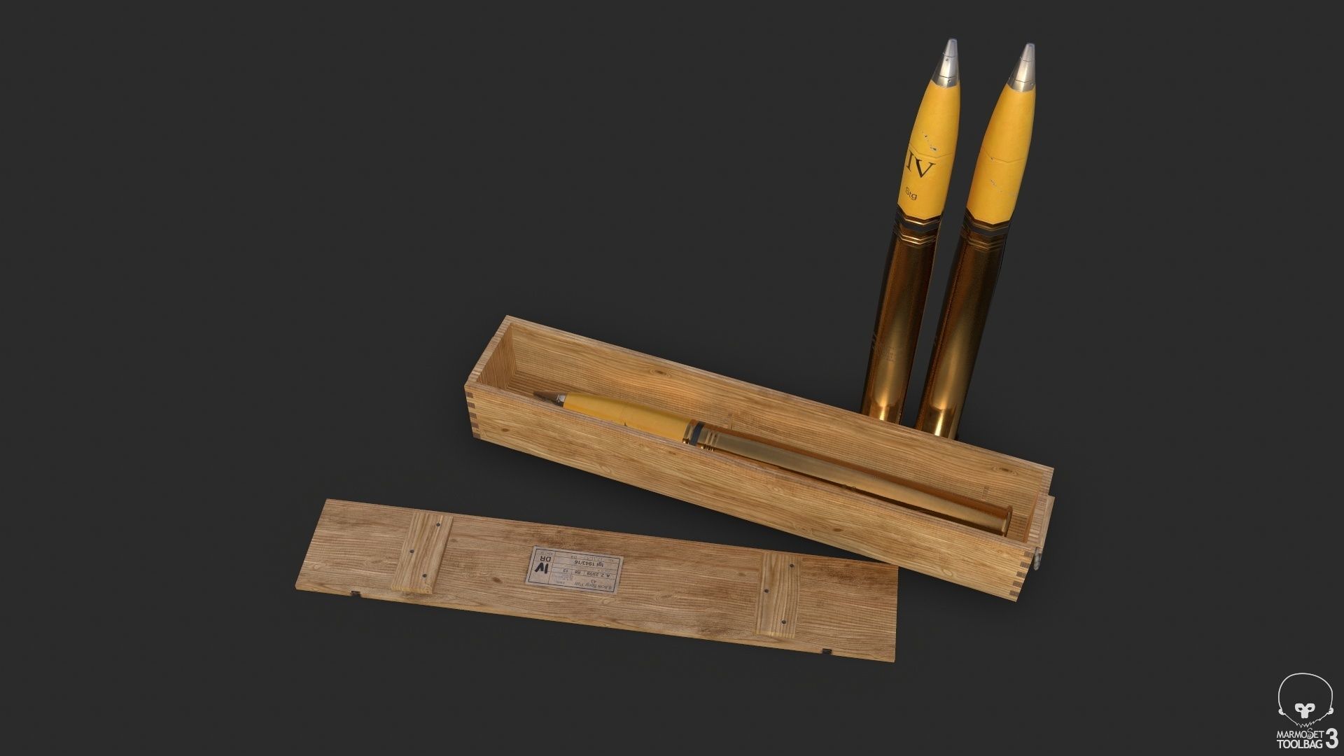 German 88mm FLAK Ammo Low-poly 3D model_16