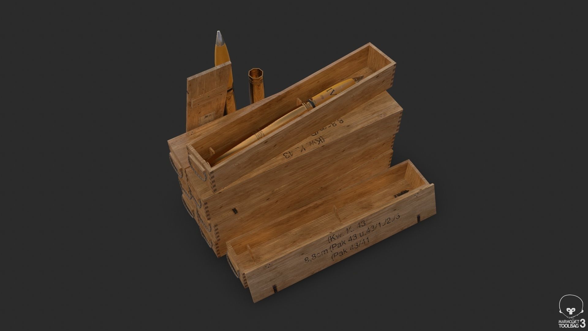 German 88mm FLAK Ammo Low-poly 3D model_21