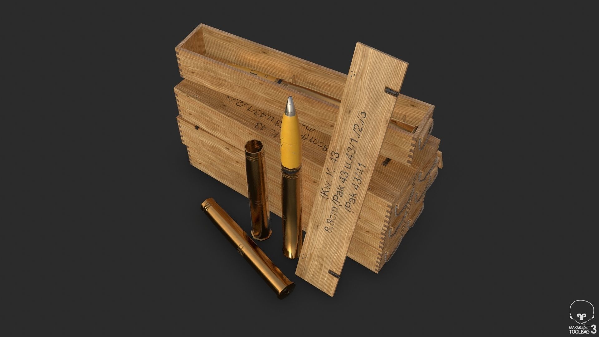 German 88mm FLAK Ammo Low-poly 3D model_19