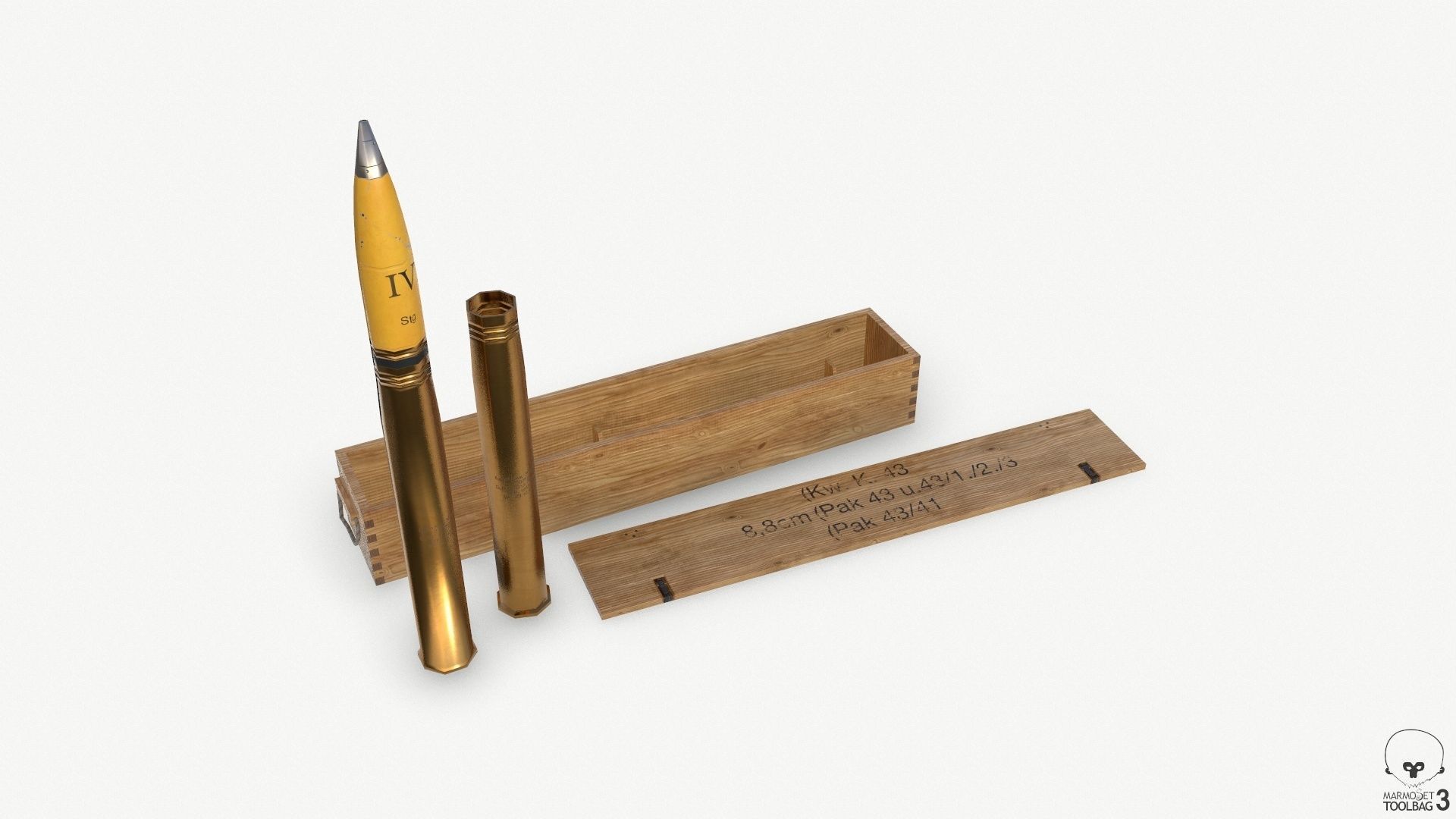 German 88mm FLAK Ammo Low-poly 3D model_2