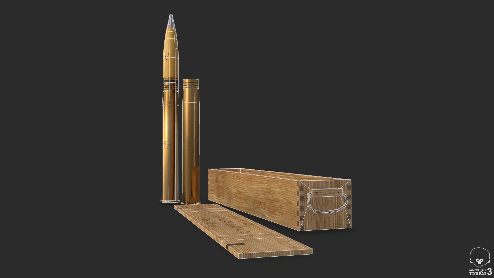 German 88mm FLAK Ammo Low-poly 3D model_8