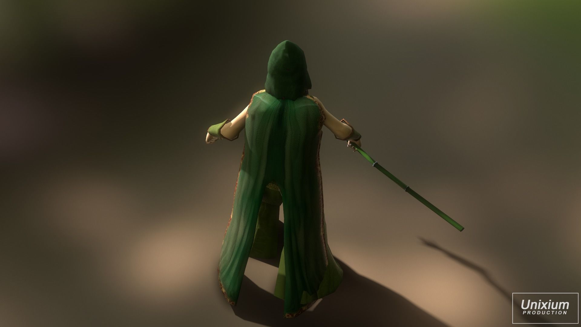 Female Forest Wizard Low-poly 3D model_5