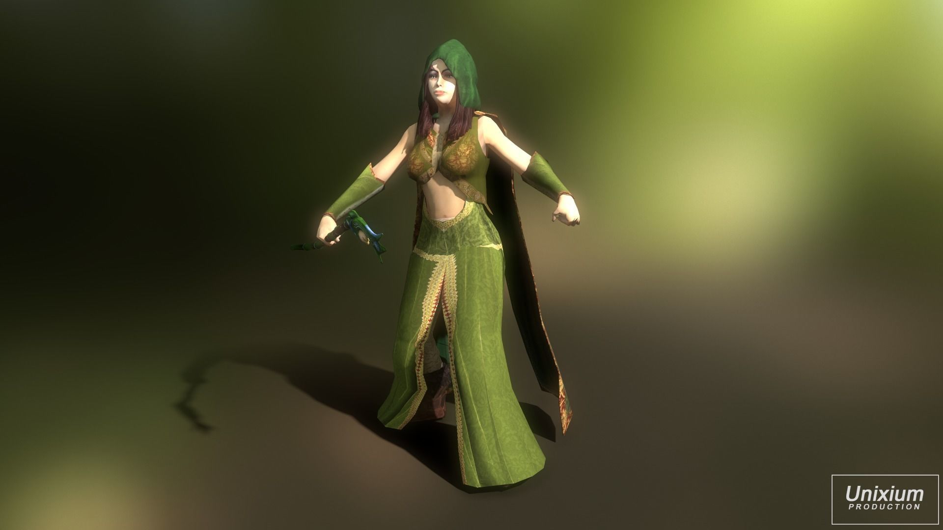 Female Forest Wizard Low-poly 3D model_1
