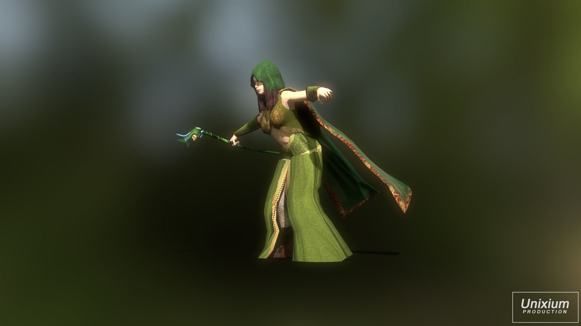 Female Forest Wizard Low-poly 3D model_12