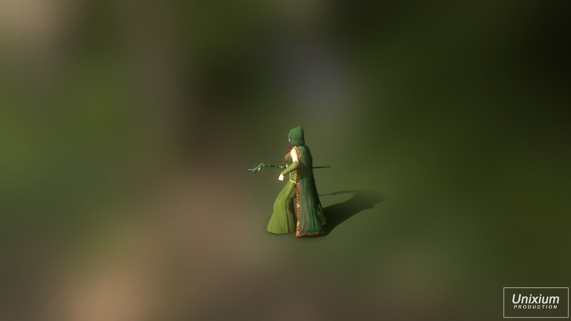 Female Forest Wizard Low-poly 3D model_9