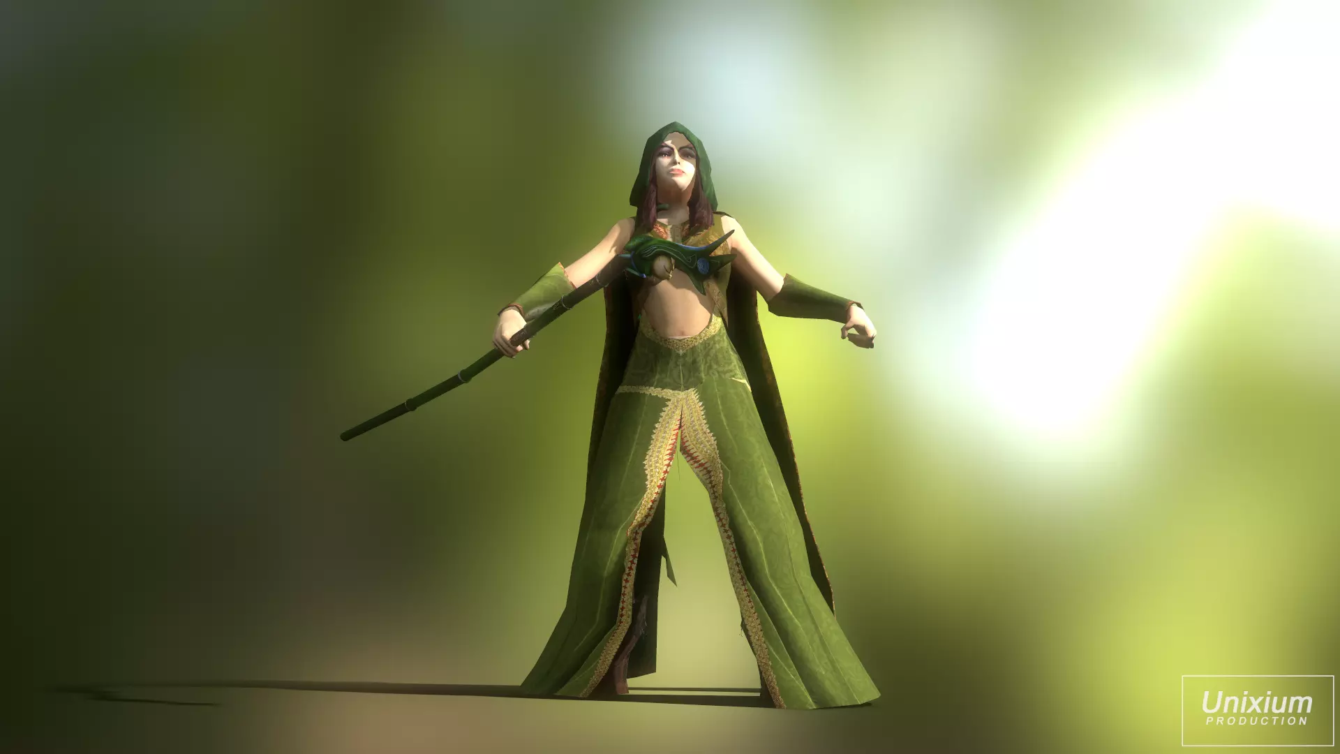 Female Forest Wizard Low-poly 3D model_0