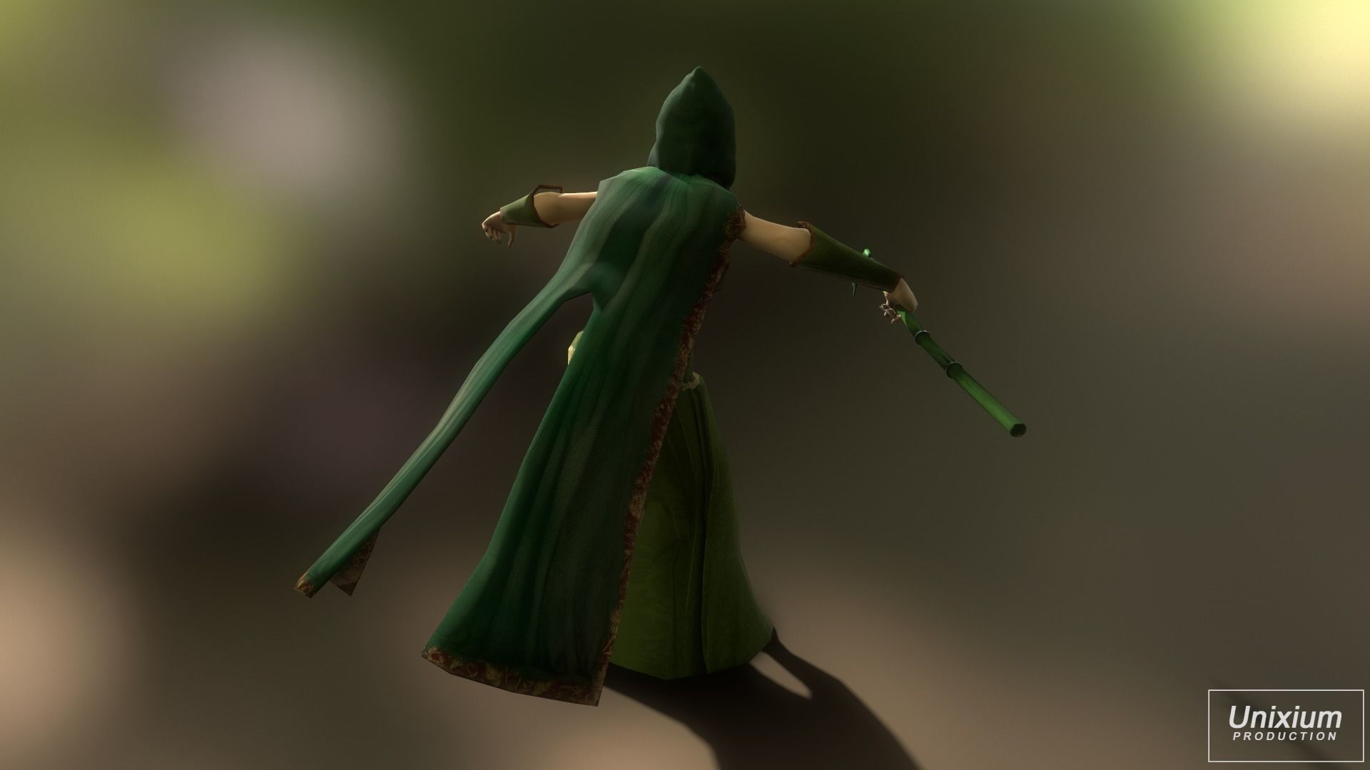 Female Forest Wizard Low-poly 3D model_13
