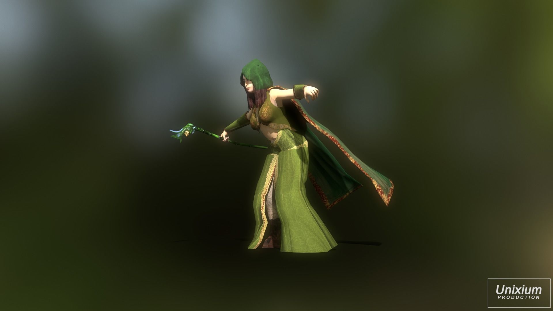 Female Forest Wizard Low-poly 3D model_11