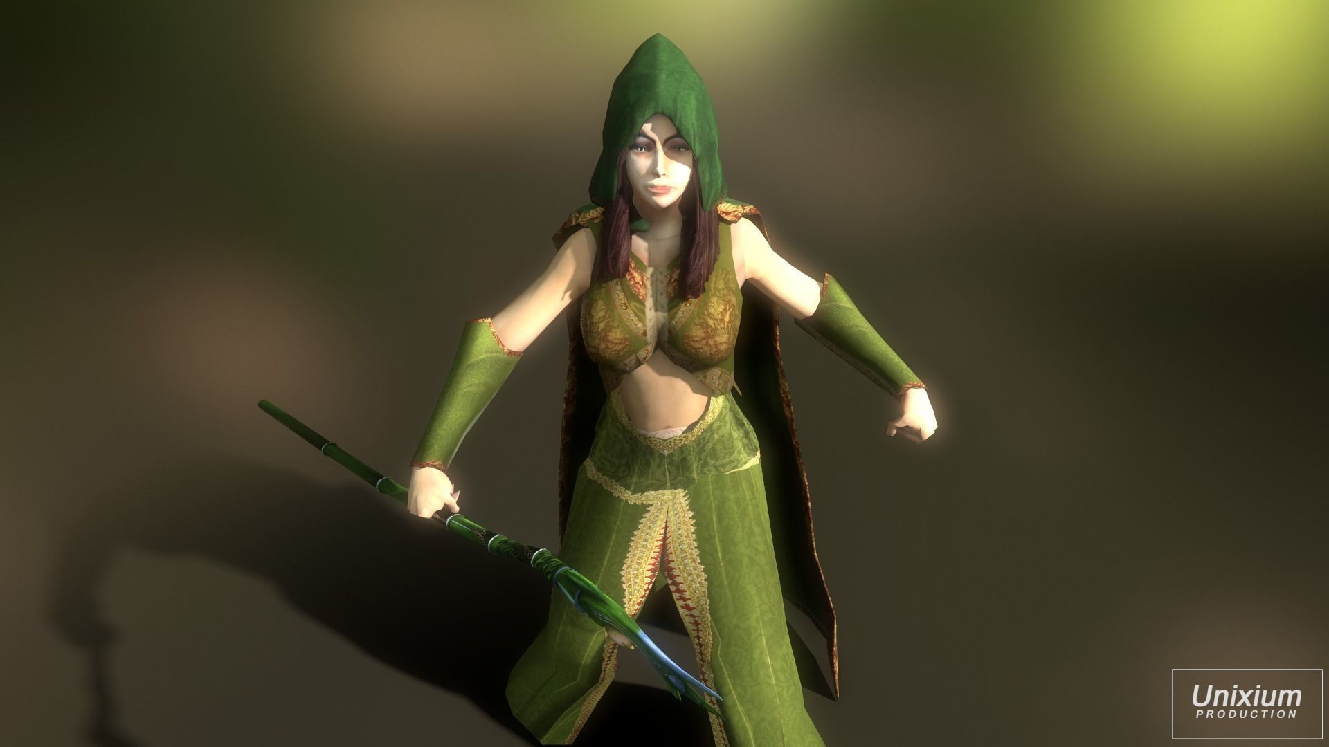 Female Forest Wizard Low-poly 3D model_7