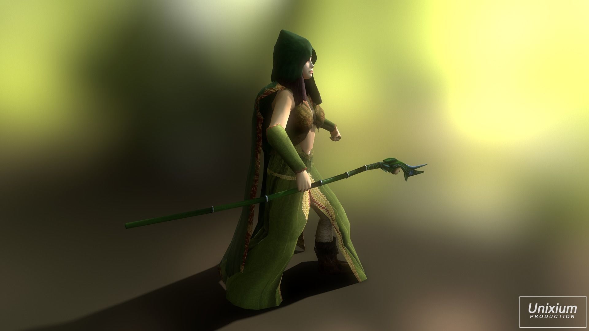 Female Forest Wizard Low-poly 3D model_4