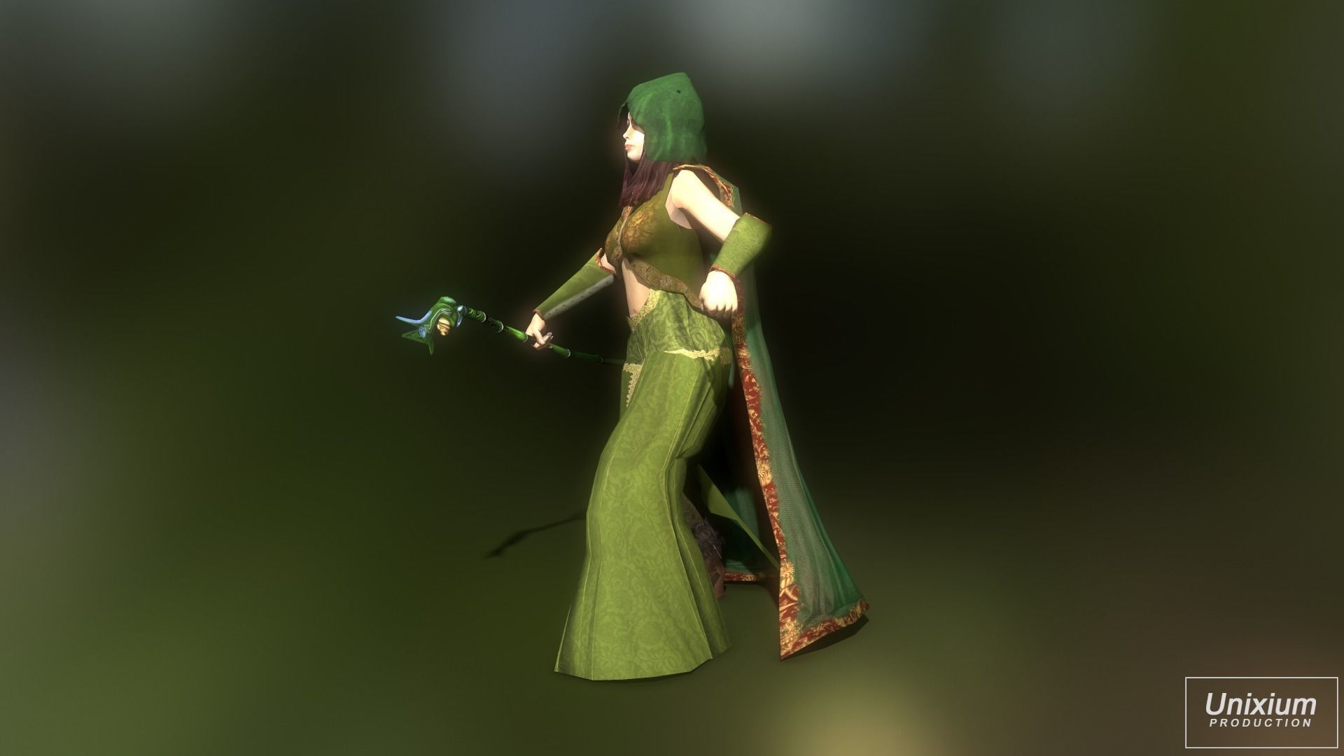 Female Forest Wizard Low-poly 3D model_2