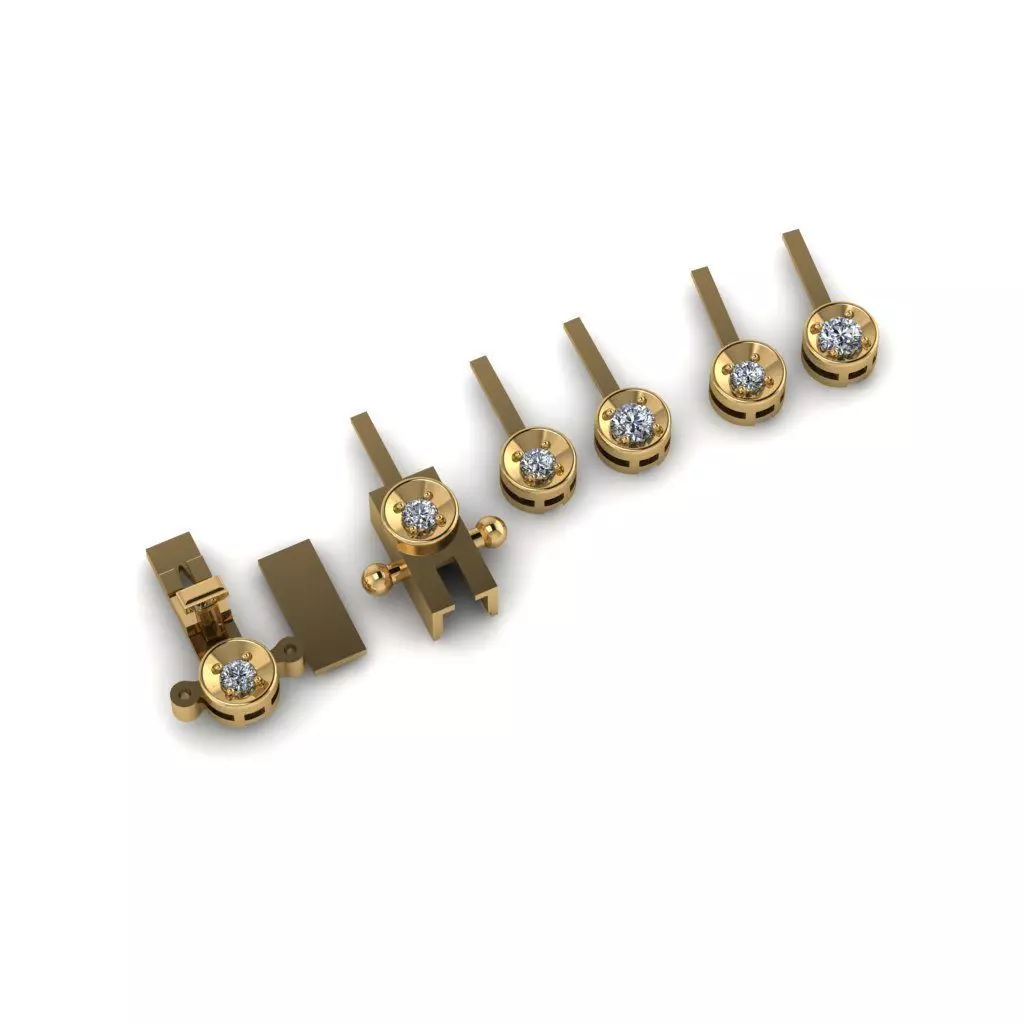 Reviera gold diamond tennis bracelet 3D print model_0