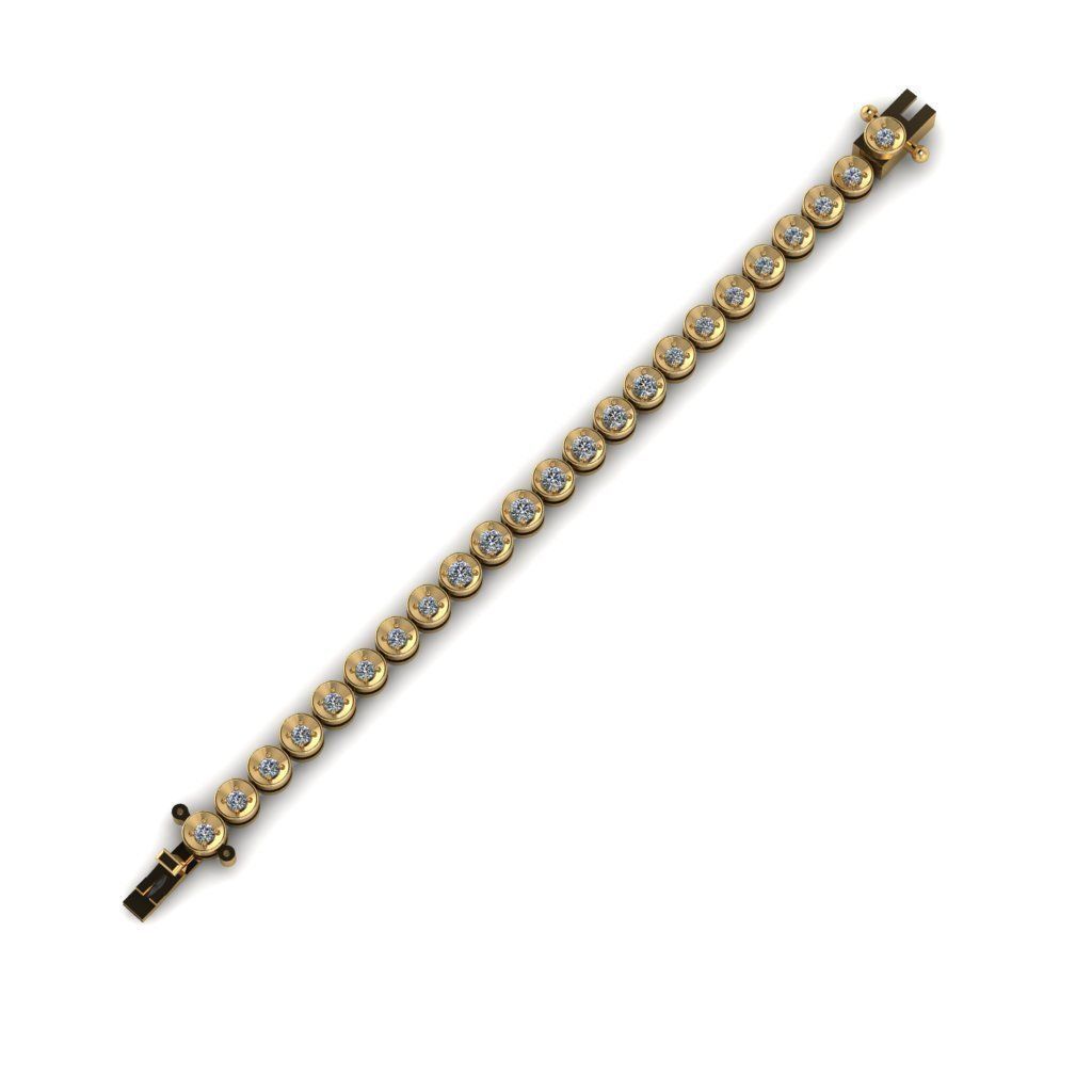 Reviera gold diamond tennis bracelet 3D print model_1