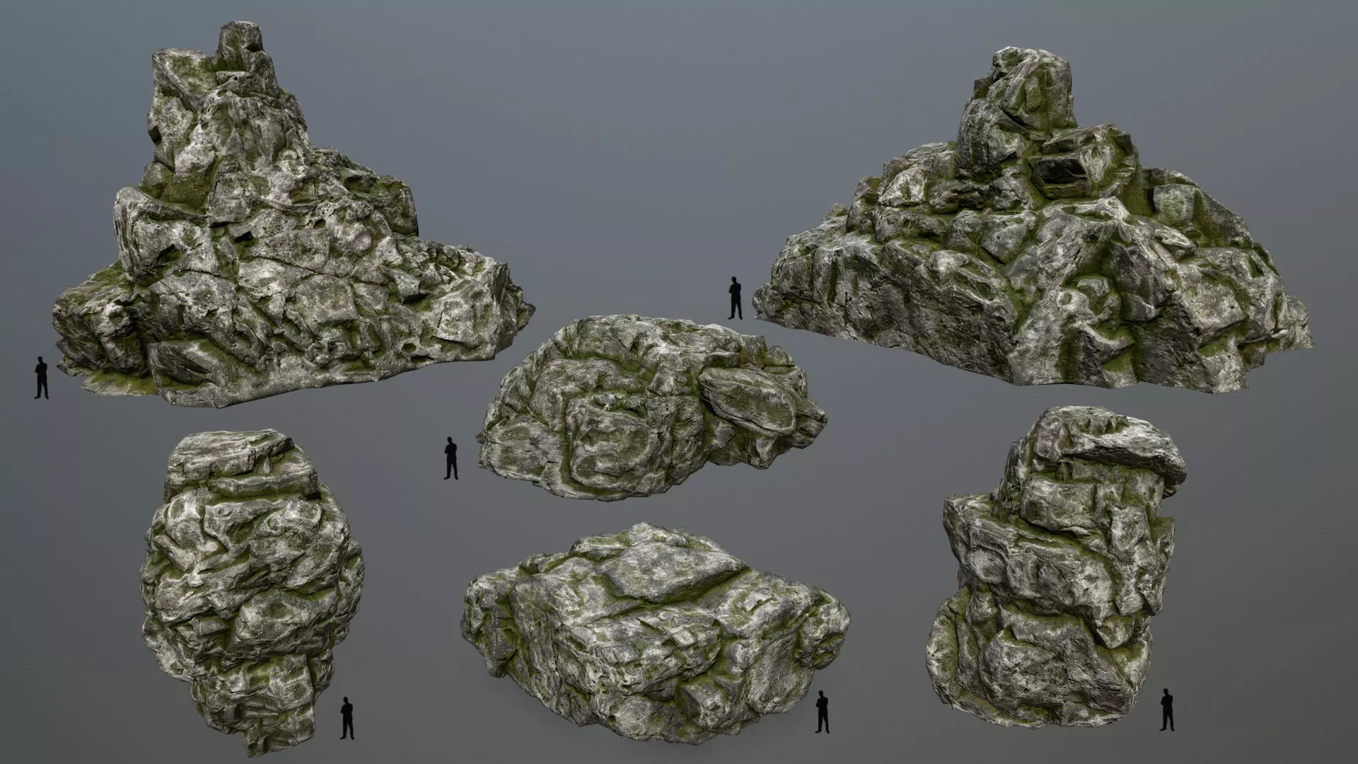 rocks set rock Low-poly 3D model_0