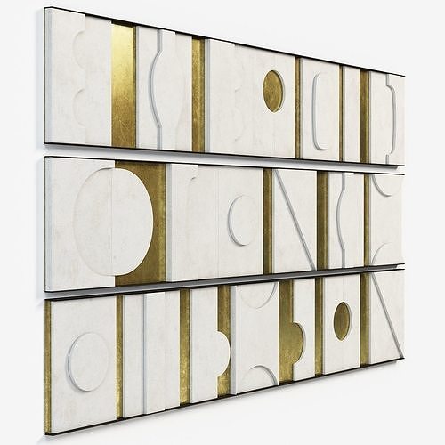 Art Wall Sculpture Panels Modernist Frieze Triptych 3D model