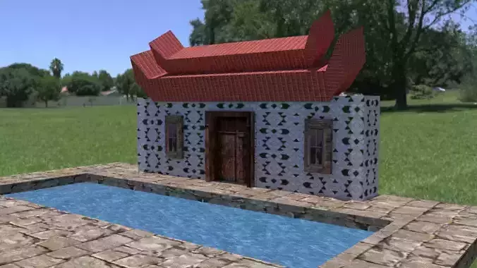 Chinese House 3d Model Low poly 