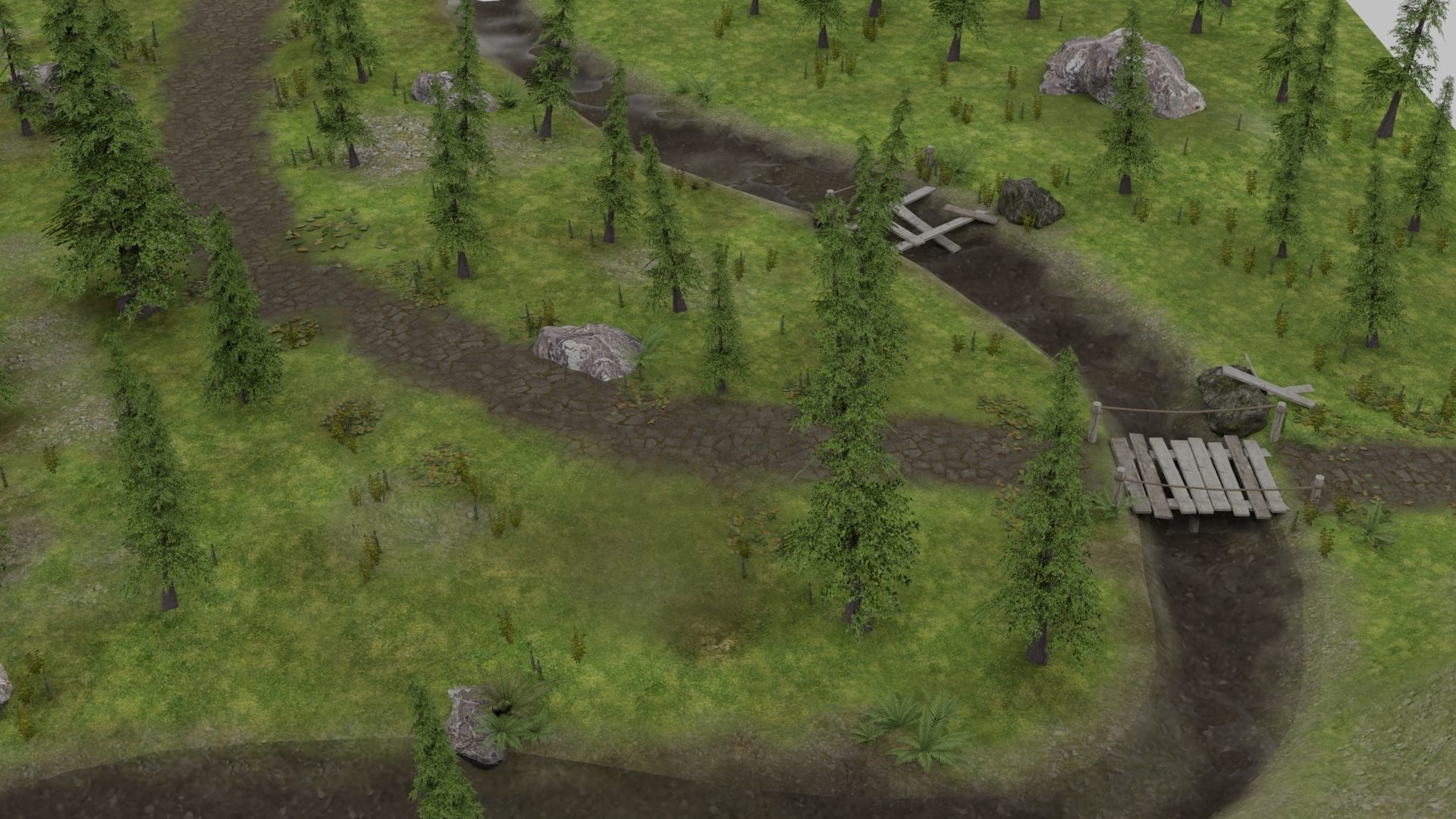 Landscape forest with trees and path 3D model_5