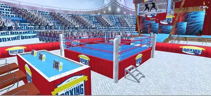 Boxing Fighting Arena 3d Model Low Poly