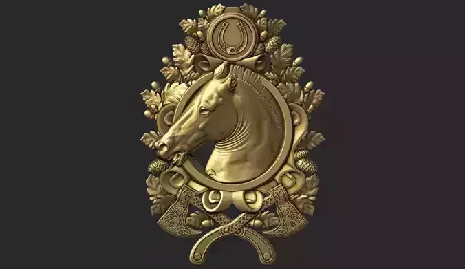 Horse head medallion 3d stl model for cnc 3D print model