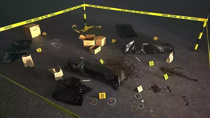 Crime Scene Assets Low-poly 3D model